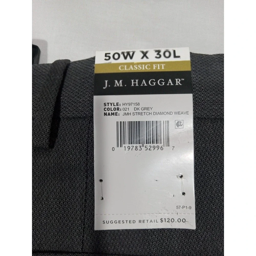 JM Haggar Premium Stretch Suit Separate Dress Pants Men's 50x29 Dk Gray $120